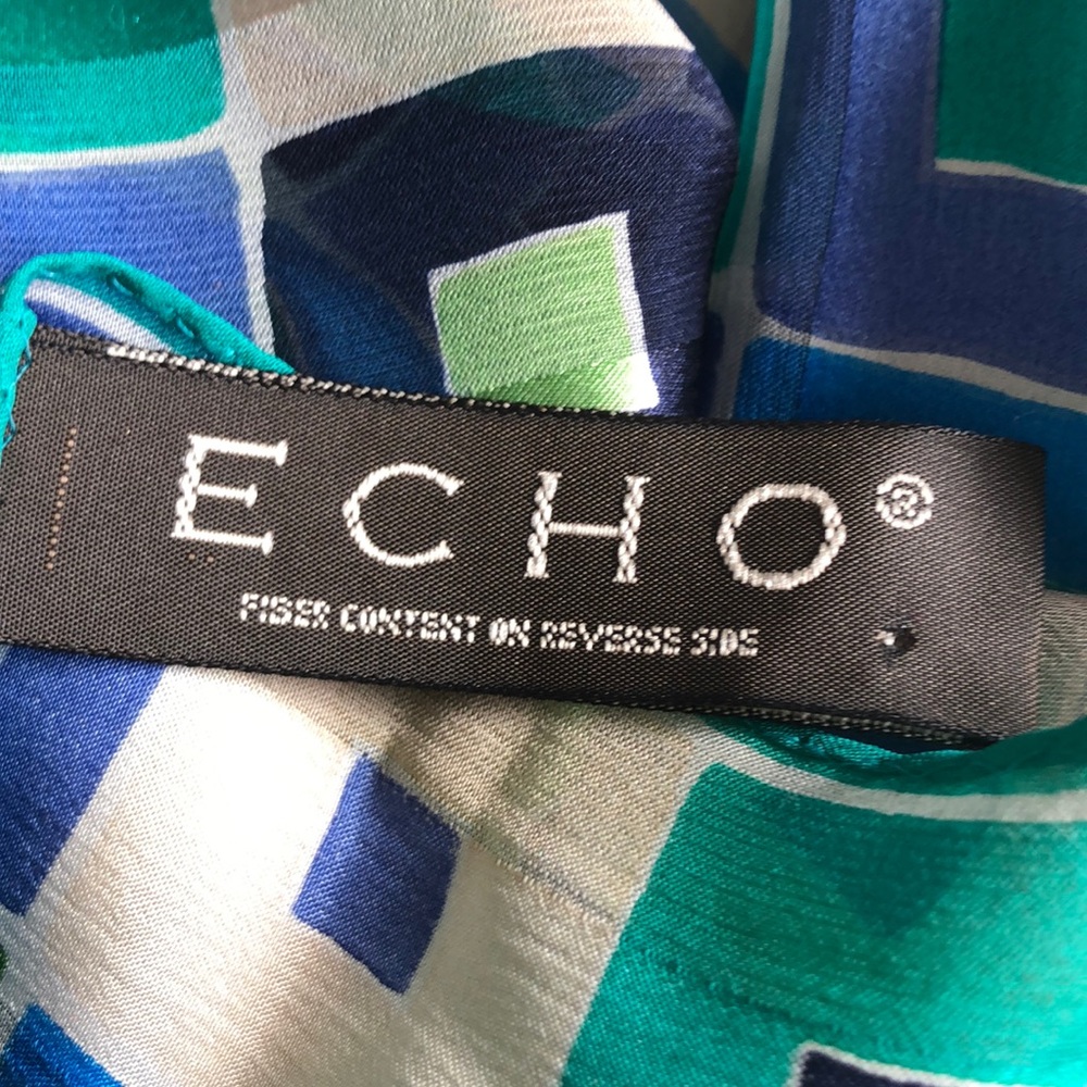 Echo Geometric Pattern 100% Silk Oblong Scarf - image 3